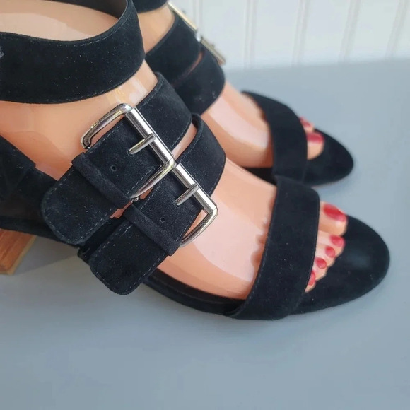 Rebecca Minkoff Women's Black Suede Strap Sandals Block Heel Size 9 M - Picture 9 of 10